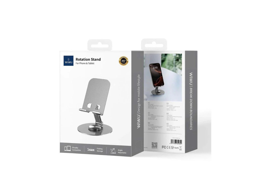 Buy WiWU ZM‑014 360° Rotating Phone Holder – Grey –in Qatar Buy WiWU ZM‑014 360° Rotating Phone Holder – Grey –in Qatar